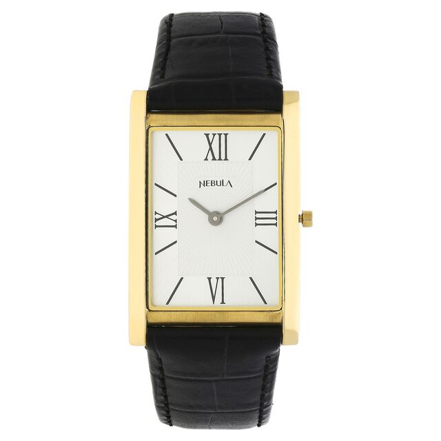 Amira Gold Titan Nebula Ultraslim 18k Gold Analog Leather Strap Watch for Men
