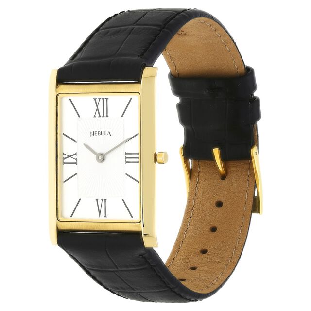 Amira Gold Titan Nebula Ultraslim 18k Gold Analog Leather Strap Watch for Men