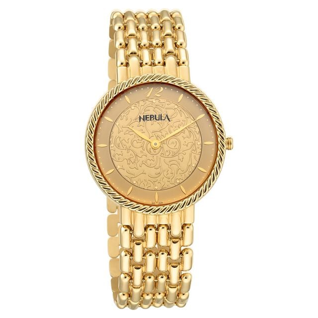 Amira Gold Titan Nebula Vintage 18k Gold Analog Rice Grain Strap Watch for Men