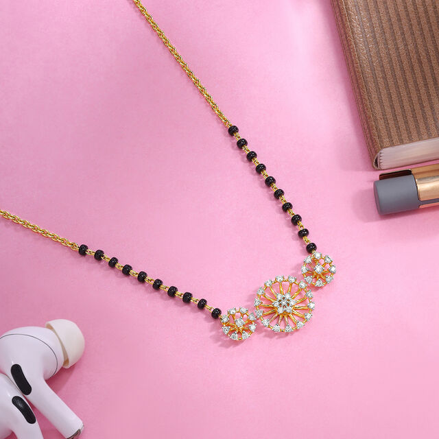 Amira Gold Sparkling Swirls 18 KT Gold and Diamond Mangalsutra