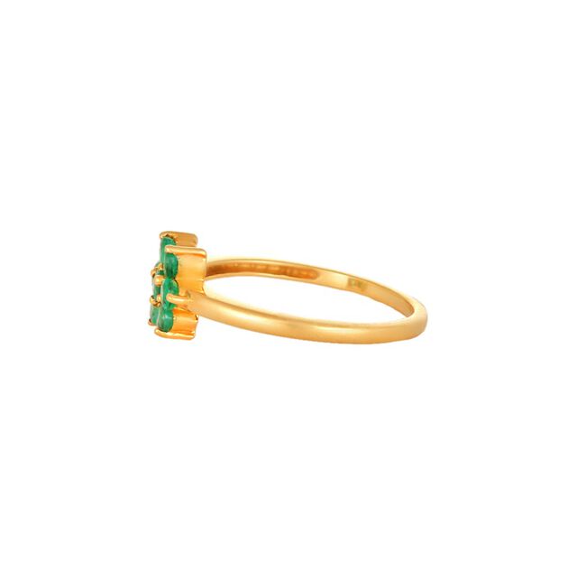 Amira Gold Beautiful 18 Karat Gold And Emerald Flower Ring