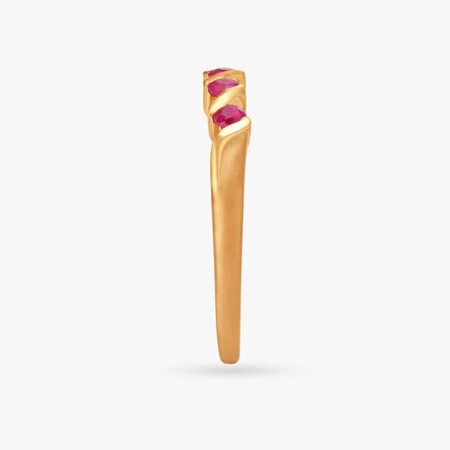 Amira Gold Sleek Gold Finger Ring with Ruby - Image 2