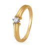 Amira Gold Ridged Single Stone Diamond Ring