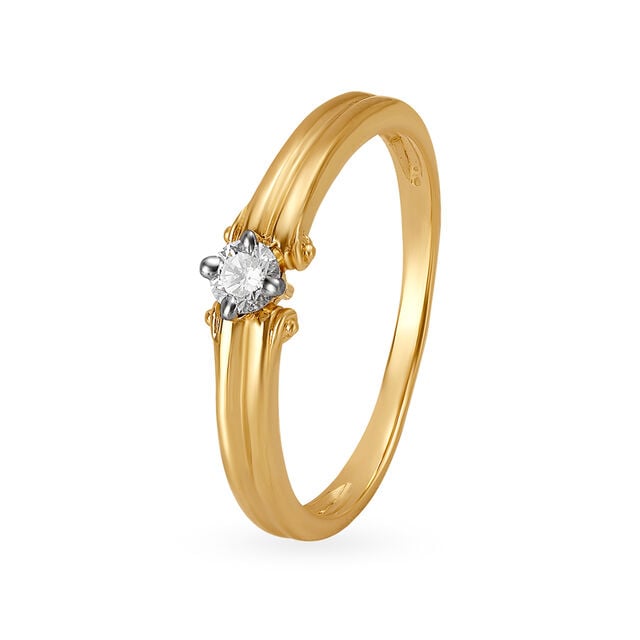 Amira Gold Elegant Prong-Set Diamond Finger Ring