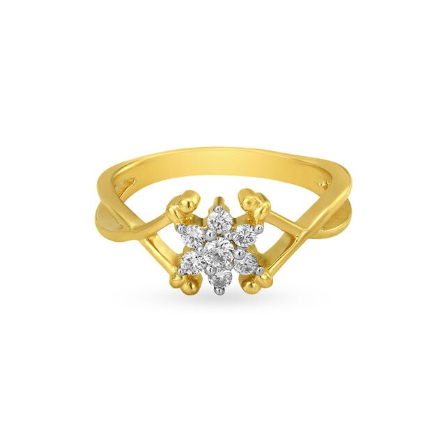 Amira Gold Floral Diamond Finger Ring - Image 1