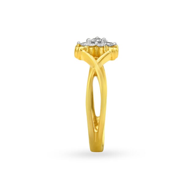 Amira Gold Floral Diamond Finger Ring - Image 2