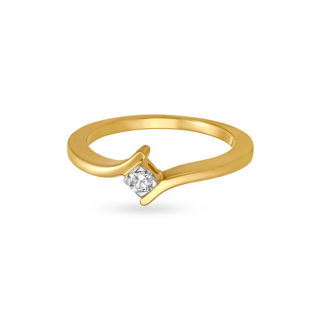 Amira Gold Sleek Diamond Finger Ring