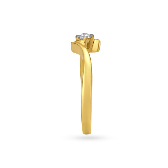 Amira Gold Sleek Diamond Finger Ring - Image 2