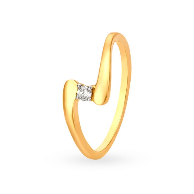 Amira Gold Sleek Curve Diamond Finger Ring