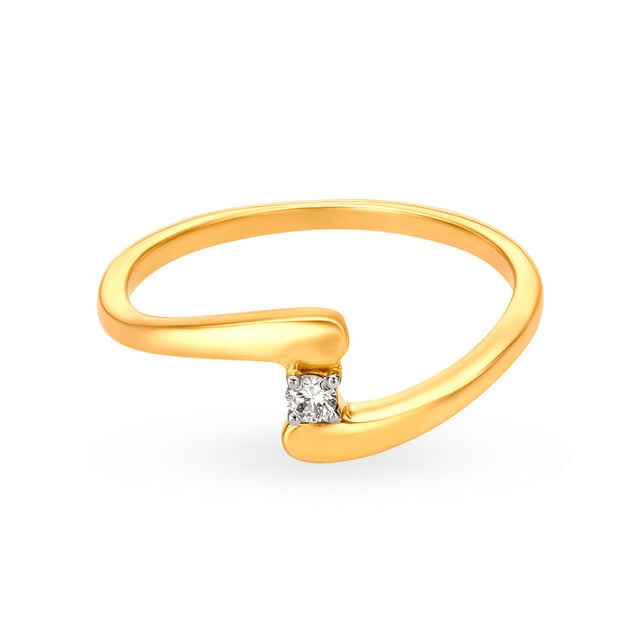 Amira Gold Sleek Curve Diamond Finger Ring