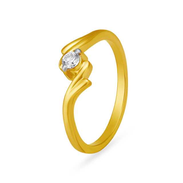 Amira Gold Elegant Single Stone Contemporary Diamond Finger Ring