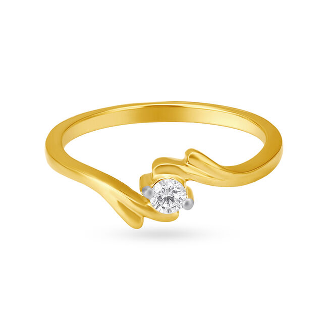 Amira Gold Elegant Single Stone Contemporary Diamond Finger Ring