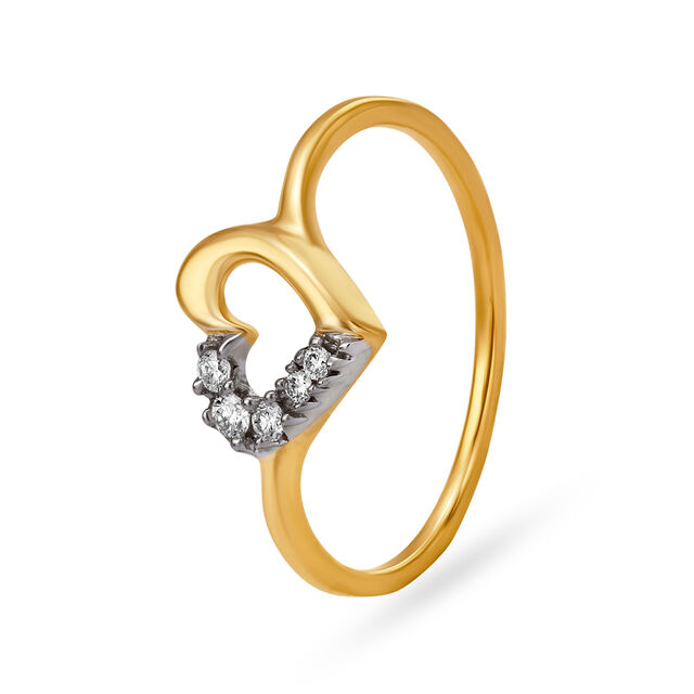 Amira Gold Romantic Diamond Heart Ring