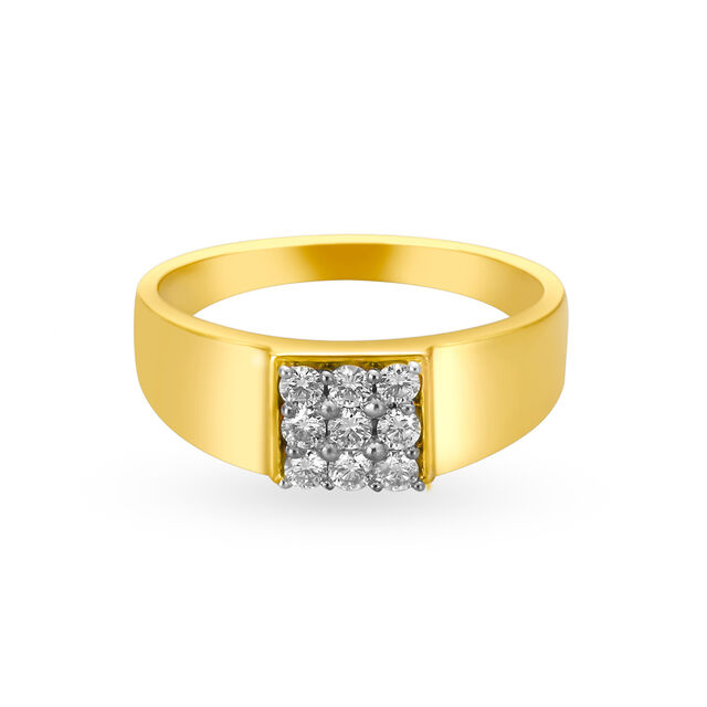 Amira Gold Classic 18 Karat Yellow Gold And Diamond Finger Ring