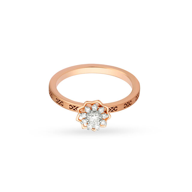 Amira Gold Mystical 18 Karat Rose Gold And Diamond Lotus Ring
