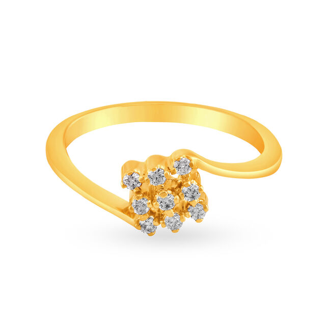 Amira Gold Kingly 18 Karat Yellow Gold And Diamond Square Finger Ring