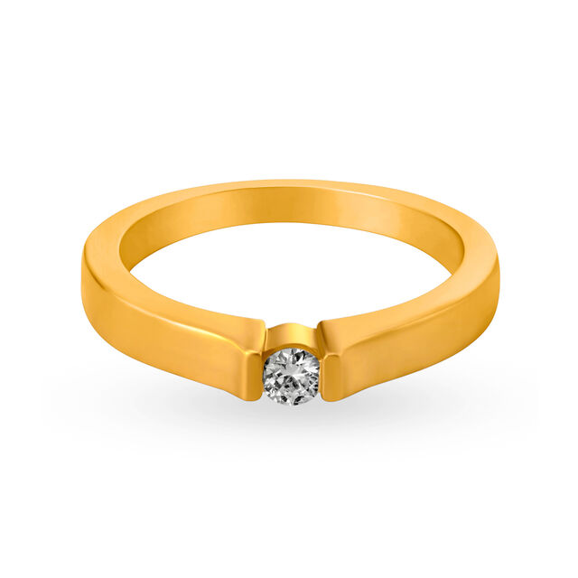 Amira Gold Classic 18 Karat Yellow Gold And Diamond Finger Ring
