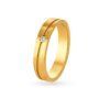 Amira Gold Minimalistic Line Pattern Single Stone Diamond Ring for Men