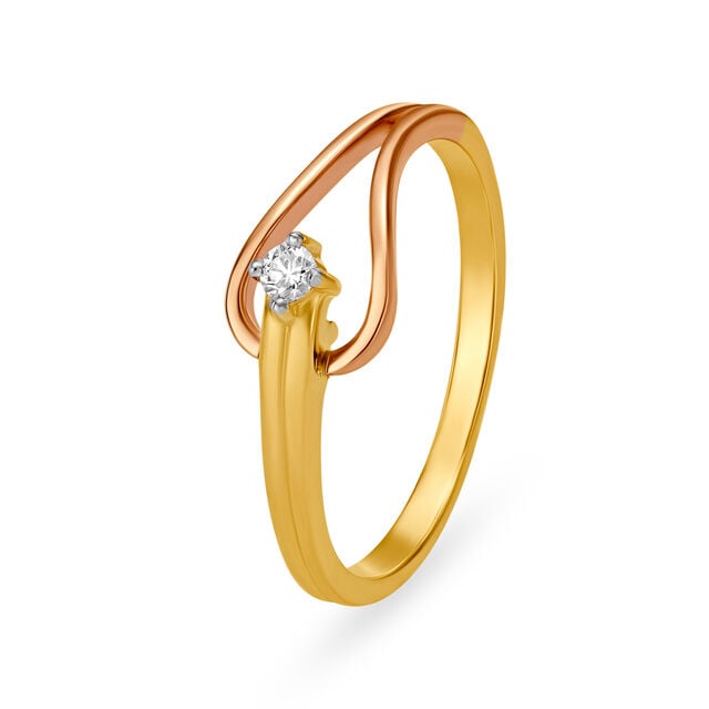 Amira Gold Sleek Gold and Diamond Finger Ring