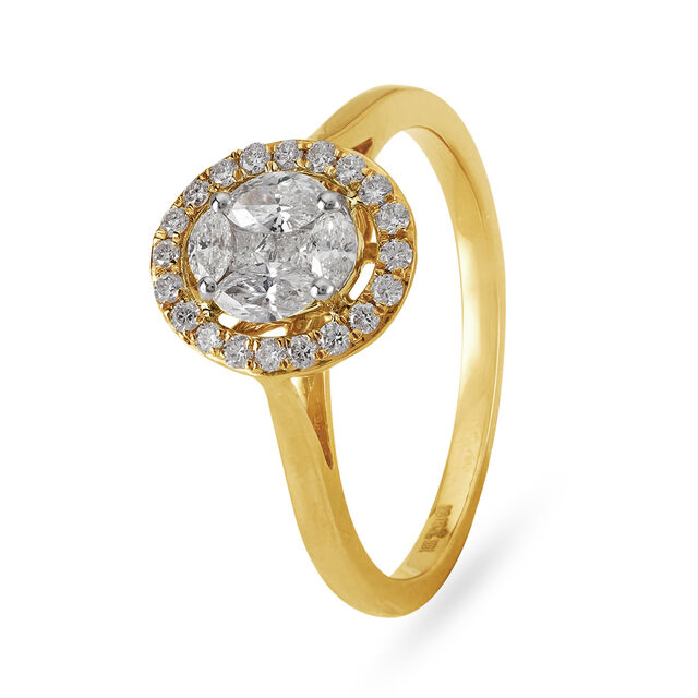 Amira Gold Oval Cluster Diamond and Rose Gold Ring