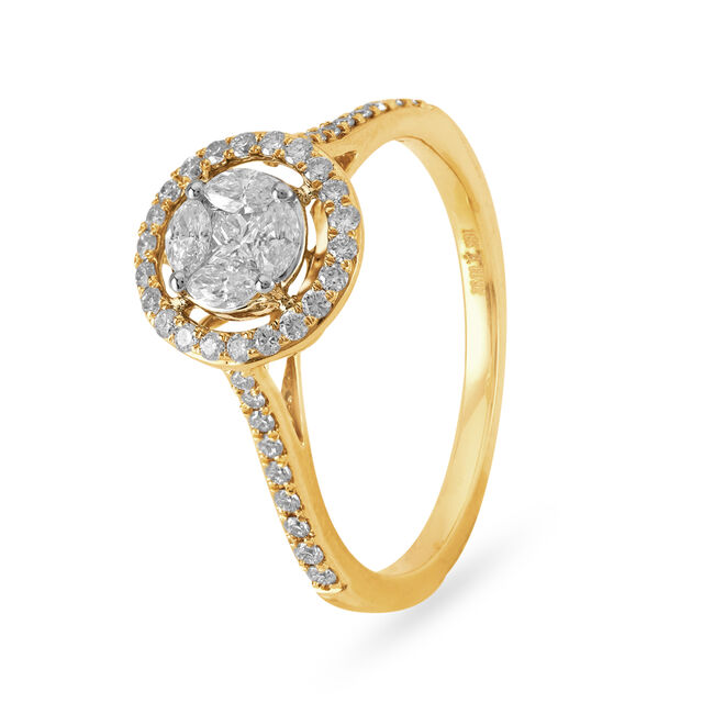 Amira Gold Shimmering 18 Karat Rose Gold And Diamond Cluster Ring