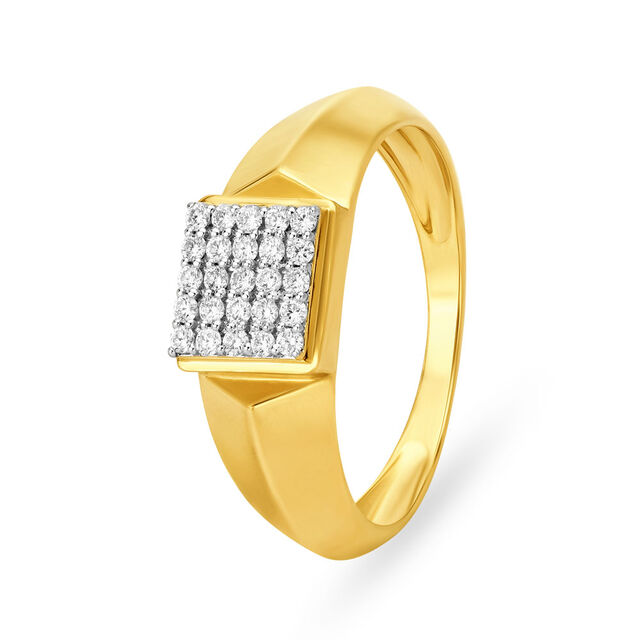 Amira Gold Opulent 18 Karat Gold Square Studded Ring