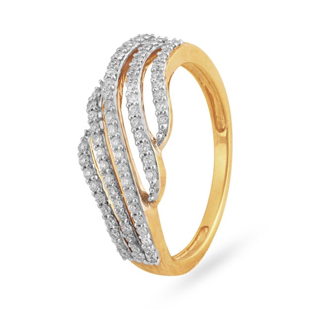 Amira Gold Layered Multi Stone Contemporary High Polish Diamond Ring