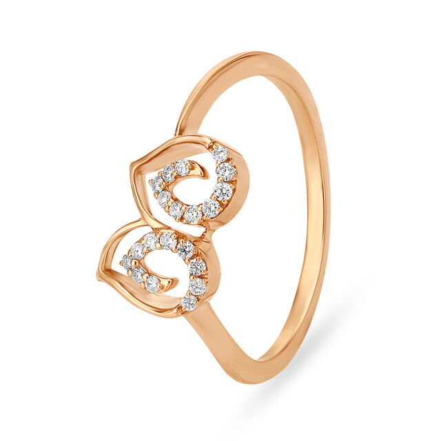 Amira Gold Charming 18 Karat Rose Gold And Diamond Leaf Ring