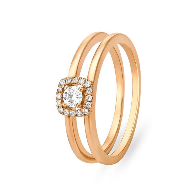 Amira Gold Classic 18 Karat Rose Gold And Diamond Finger Ring