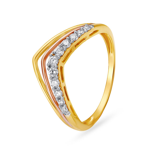 Amira Gold Majestic 18 Karat Yellow And Rose Gold And Diamond Tiara Ring