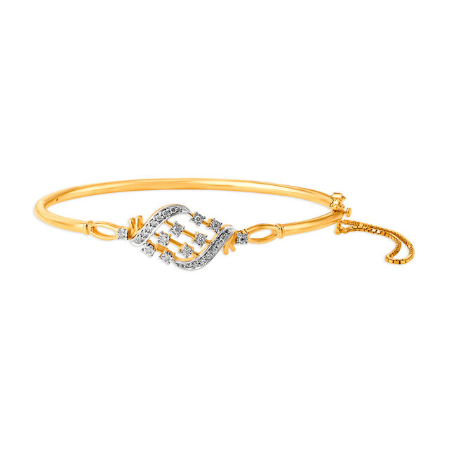 Amira Gold Enticing Vine Diamond Bangle in Yellow and White Gold