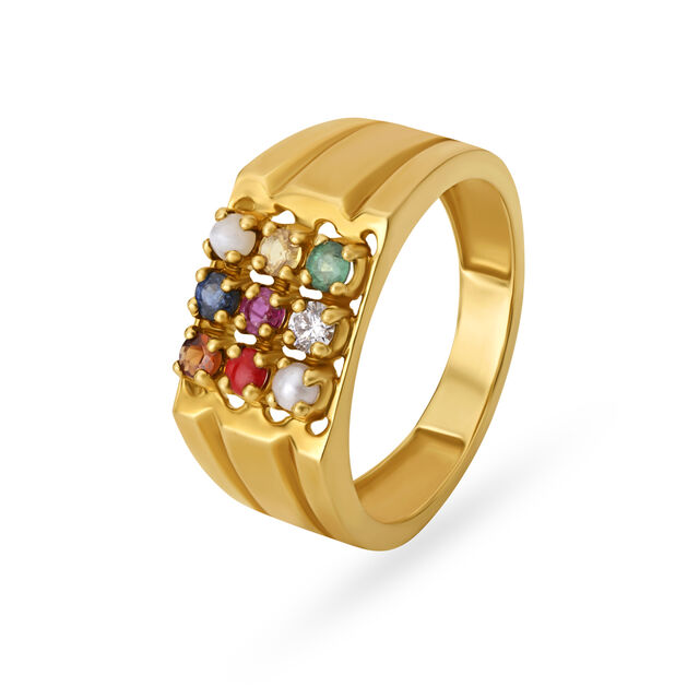Amira Gold Enhanced 18 Karat Yellow Gold And Gemstone Finger Ring