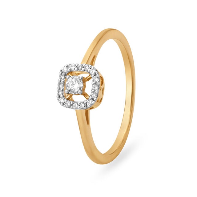 Amira Gold Timeless 18 Karat Yellow Gold And Diamond Geometric Design Finger Ring