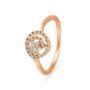 Amira Gold Amorous 18 Karat Yellow Gold And Diamond Studded Swirling Flower Finger Ring