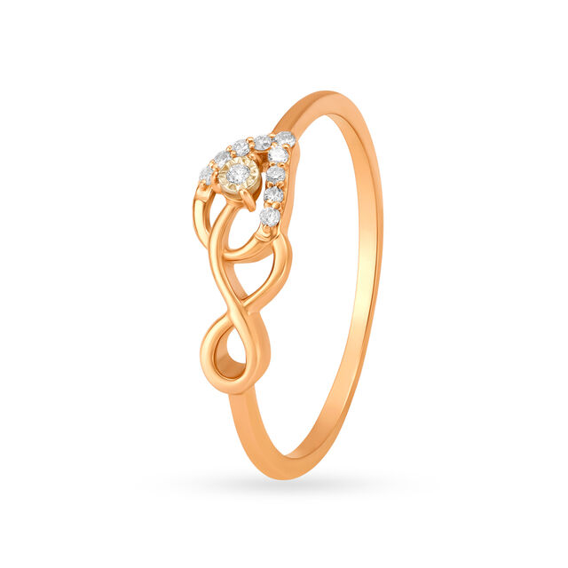 Amira Gold Leafy 18 Karat Rose Gold And Diamond Finger Ring
