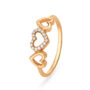 Amira Gold Amorous 18 Rose Gold And Diamond Triple Heart Finger Ring