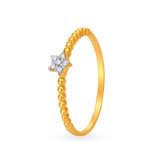 Amira Gold Enthralling 18 Karat Yellow Gold And Diamond Beaded Flower Ring