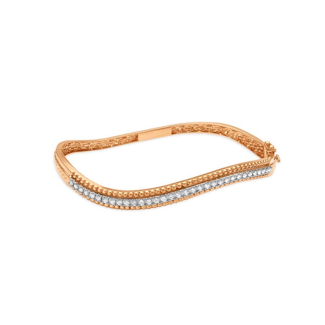 Amira Gold Radiant Wave Diamond Bangle in White and Rose Gold