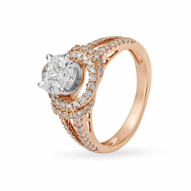 Amira Gold Regal 18 Karat White And Rose Gold And Diamond Finger Ring