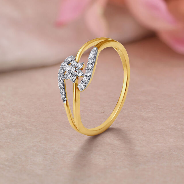 Amira Gold Exquisite 18 Karat Yellow Gold And Diamond Floral Ring