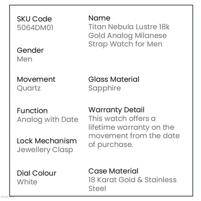 Amira Gold Titan Nebula Lustre 18k Gold Analog Milanese Strap Watch for Men - Image 2