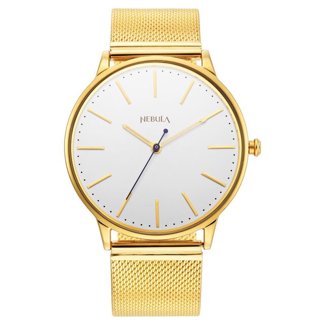 Amira Gold Titan Nebula Lustre 18k Gold Analog Milanese Strap Watch for Men - Image 3