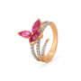 Amira Gold Butterfly Ruby and Tourmaline Finger Ring