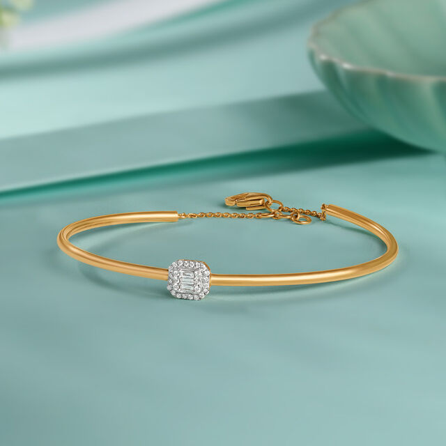 Amira Gold Glittering Cluster Diamond Bangle