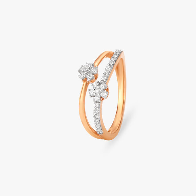Amira Gold Pretty Floral Diamond Finger Ring