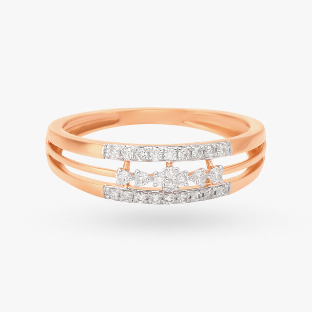Amira Gold Triple-Row Diamond Finger Ring - Image 1