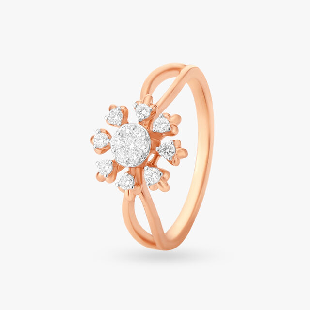 Amira Gold Enchanting Petal Diamond Finger Ring