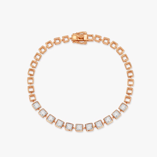 Amira Gold Sparkling Boxes Tennis Bracelet