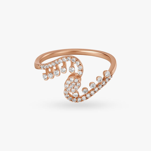 Amira Gold Shimmering Wavy Diamond Finger Ring