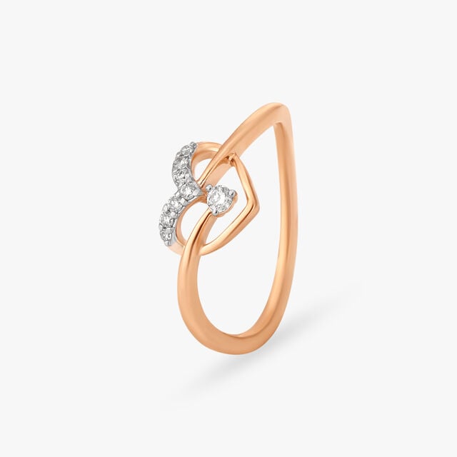 Amira Gold Sparkling Heart Diamond Finger Ring